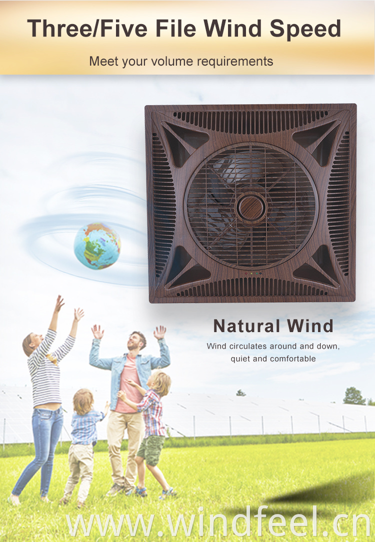 High Quality Silent 14 inch Air Conditioning Ceiling False Mont Box Fan with Light Auto Back Up Function